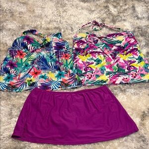 Catalina Tropical Floral Swim Set - Multicolor and Purple